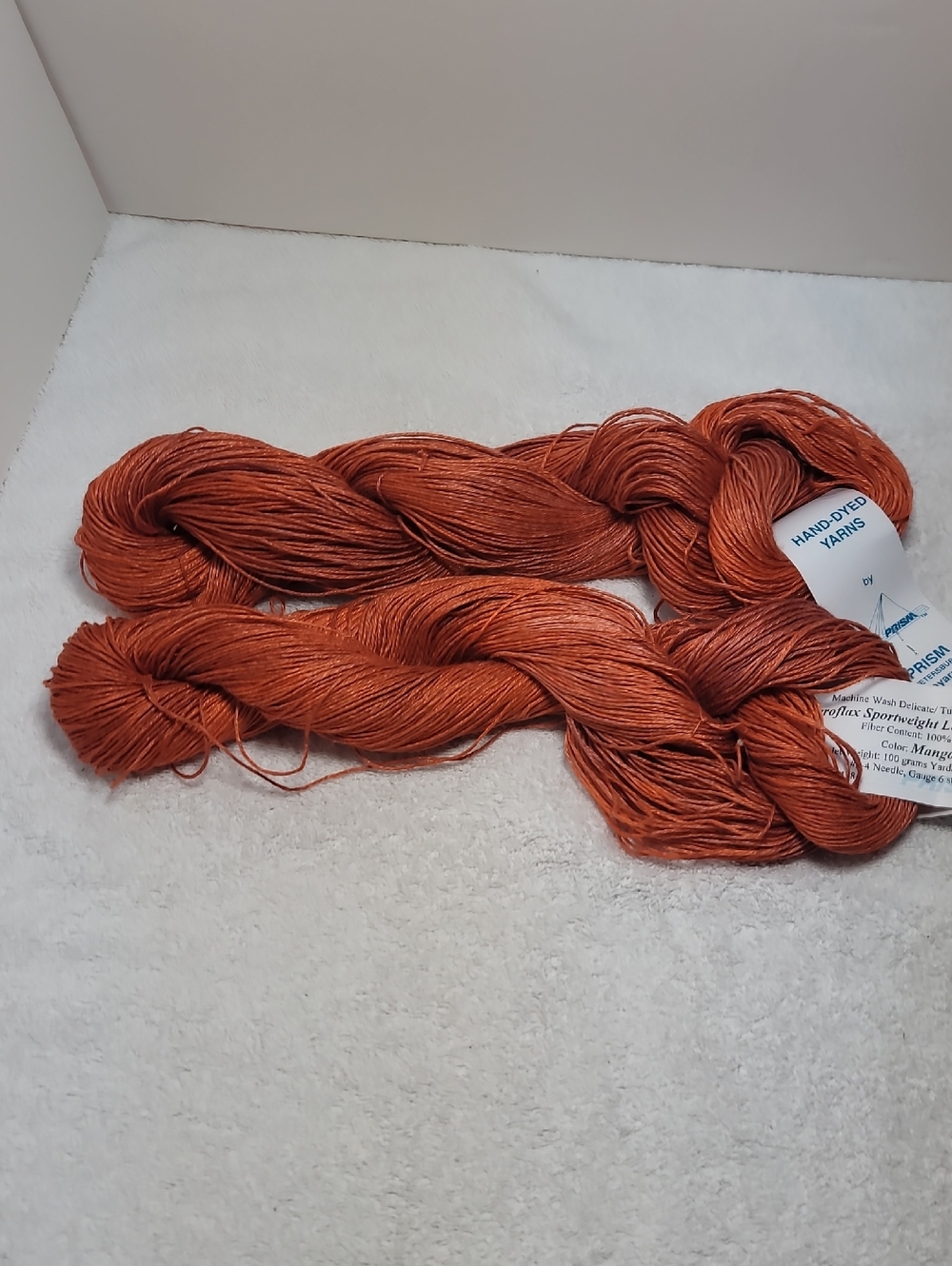 Hand-Dyed Linen Yarn By Prism Yarns Rust Orange Yarn 2 Skeins NWT
